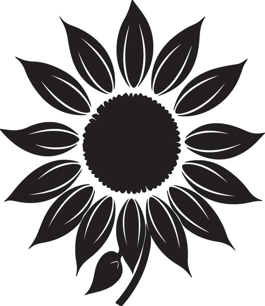 Sunflower Silhouette Vector Illustration White Background