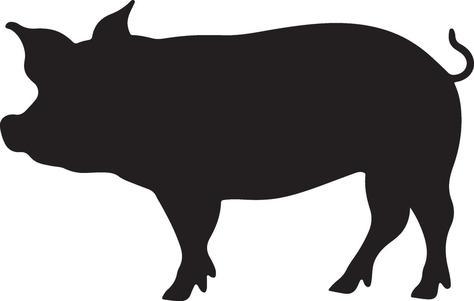 Pig Silhouette Vector Illustration White Background