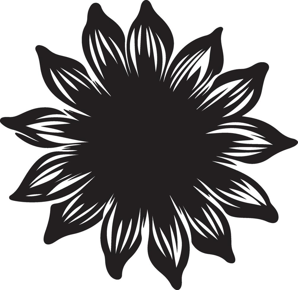 Sunflower Silhouette Vector Illustration White Background