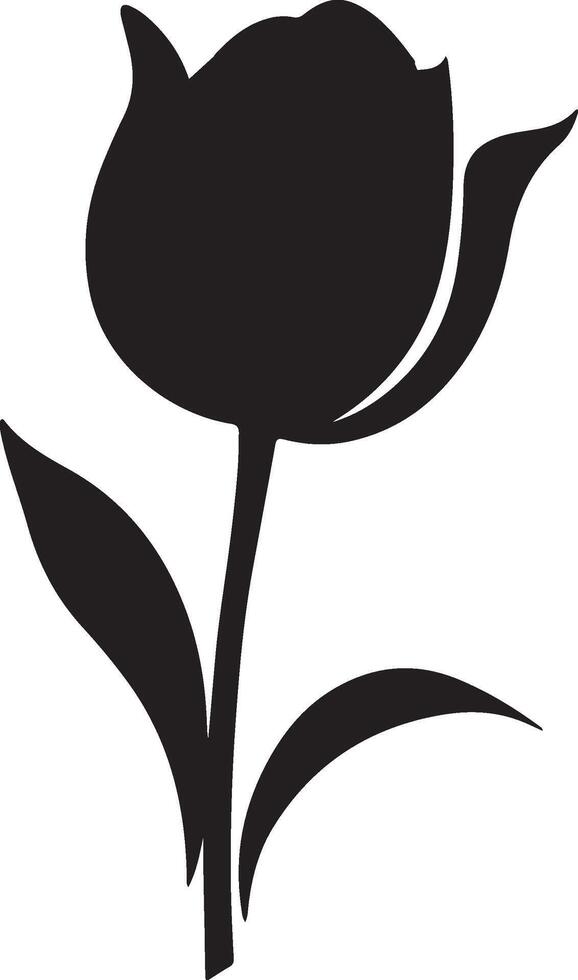 Tulip Flower Silhouette Vector Illustration White Background