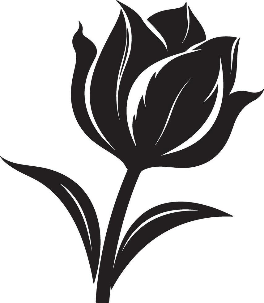 Tulip Flower Silhouette Vector Illustration White Background