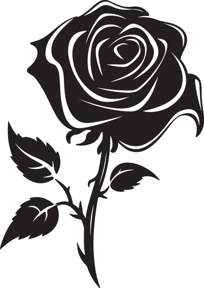Rose Flower Silhouette Vector Illustration White Background