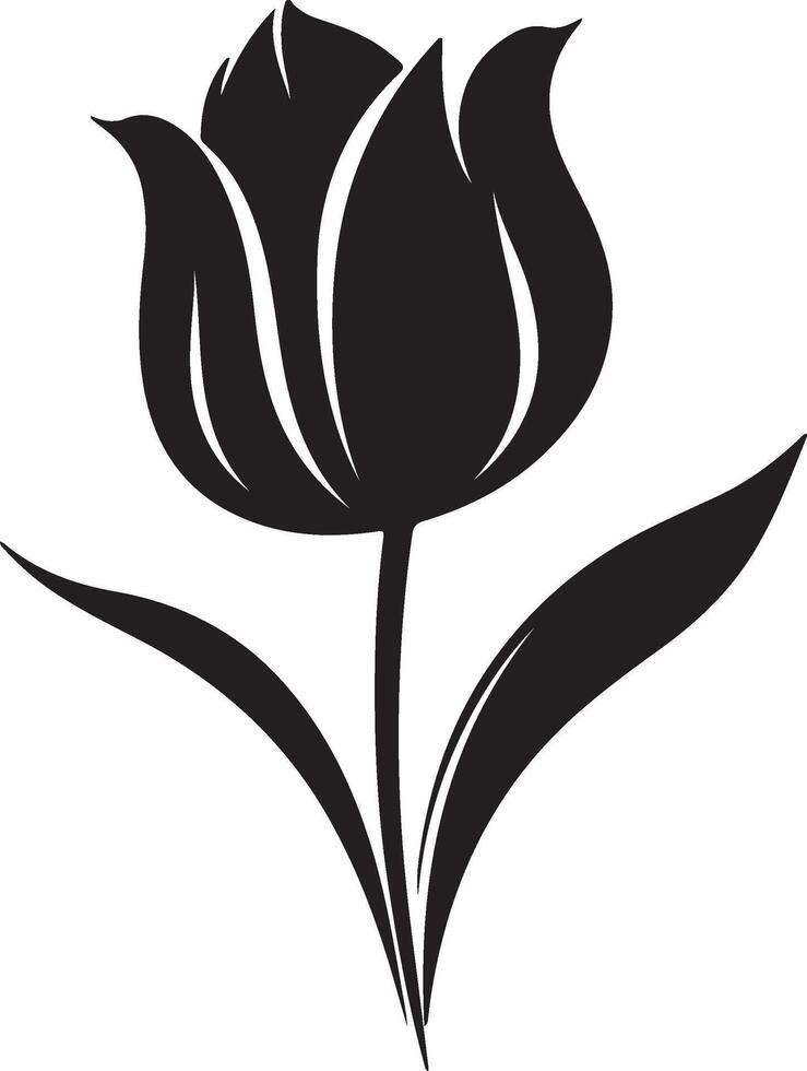 Tulip Flower Silhouette Vector Illustration White Background