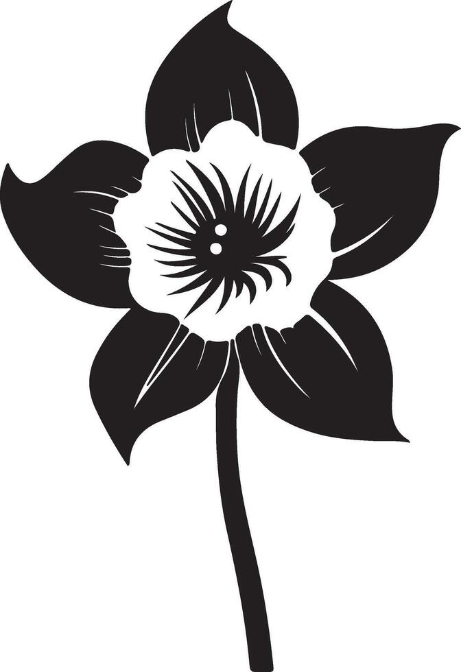 Daffodil Flower Silhouette Vector Illustration White Background