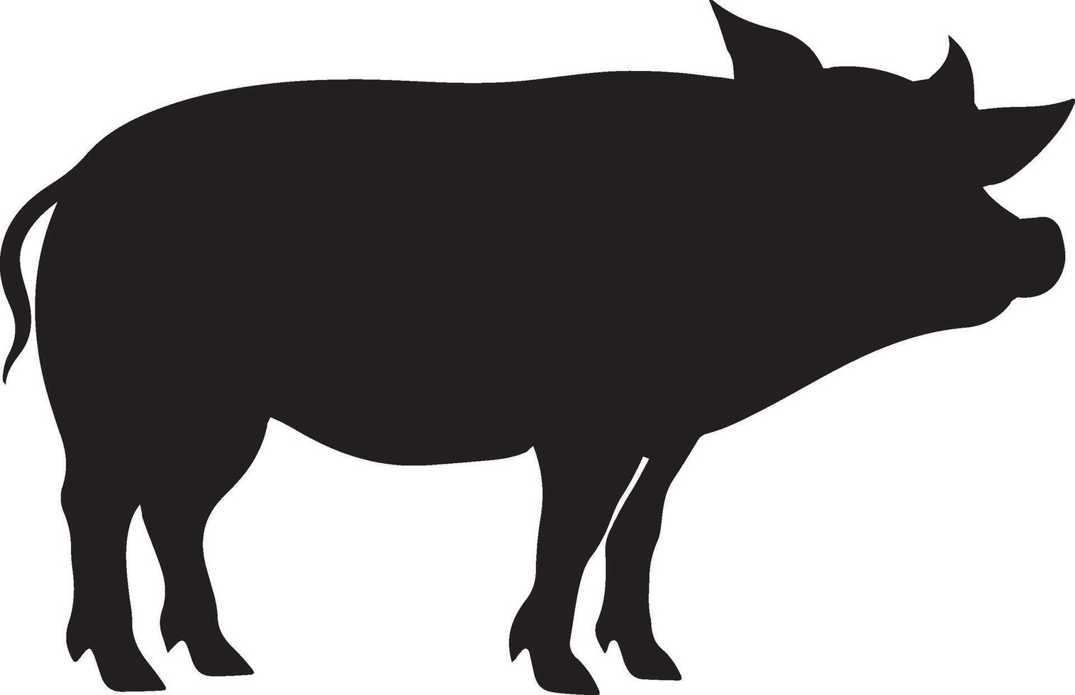 Pig Silhouette Vector Illustration White Background