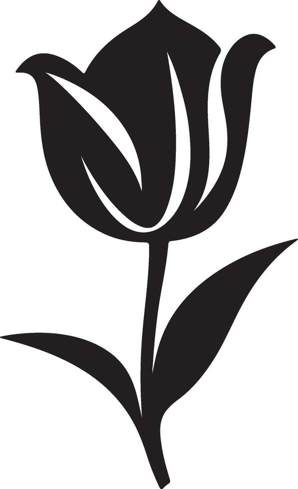 Tulip Flower Silhouette Vector Illustration White Background