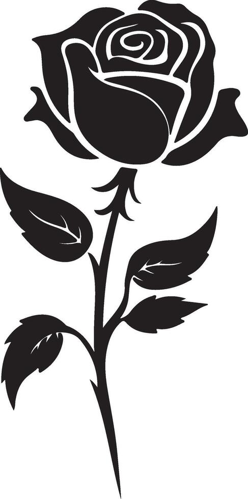 Rose Flower Silhouette Vector Illustration White Background