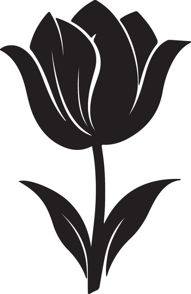 Tulip Flower Silhouette Vector Illustration White Background