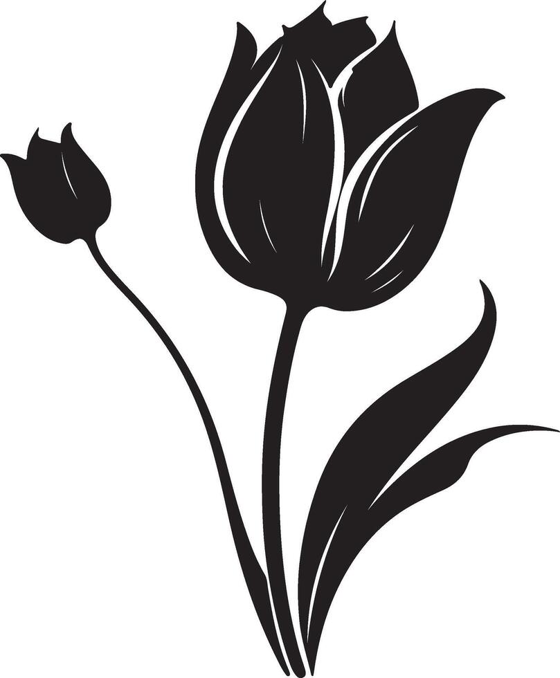 Tulip Flower Silhouette Vector Illustration White Background