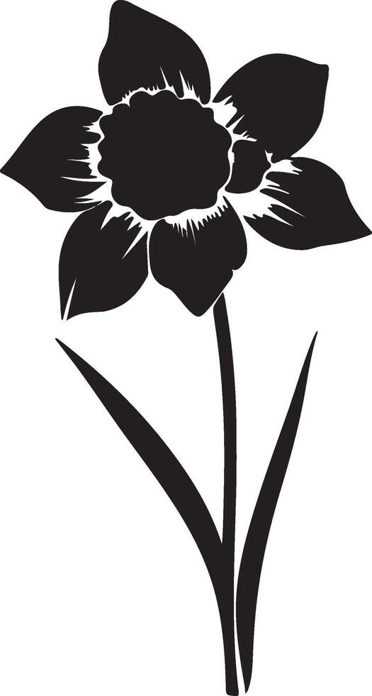 Daffodil Flower Silhouette Vector Illustration White Background