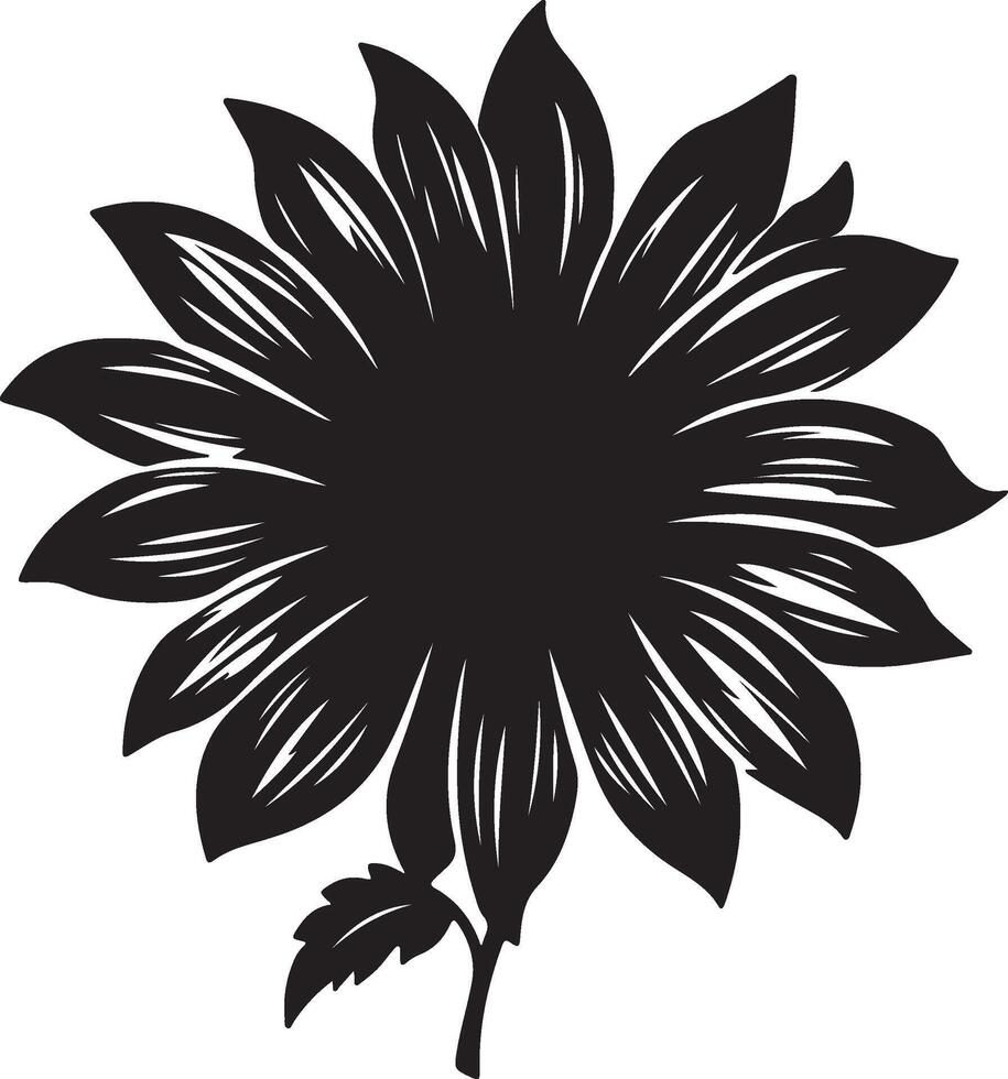 Sunflower Silhouette Vector Illustration White Background