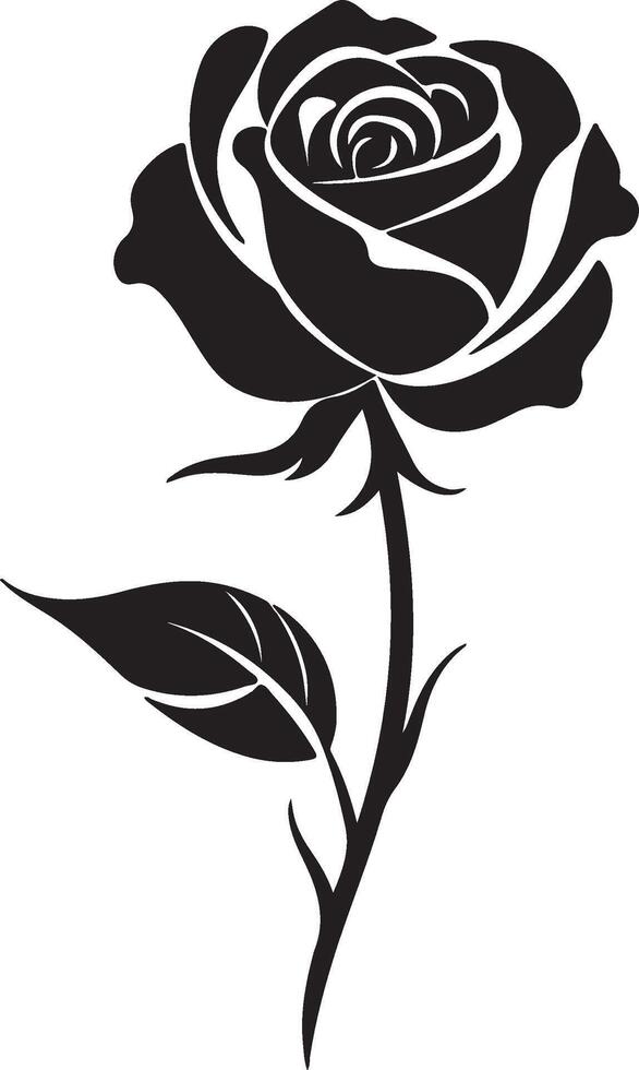 Rose Flower Silhouette Vector Illustration White Background