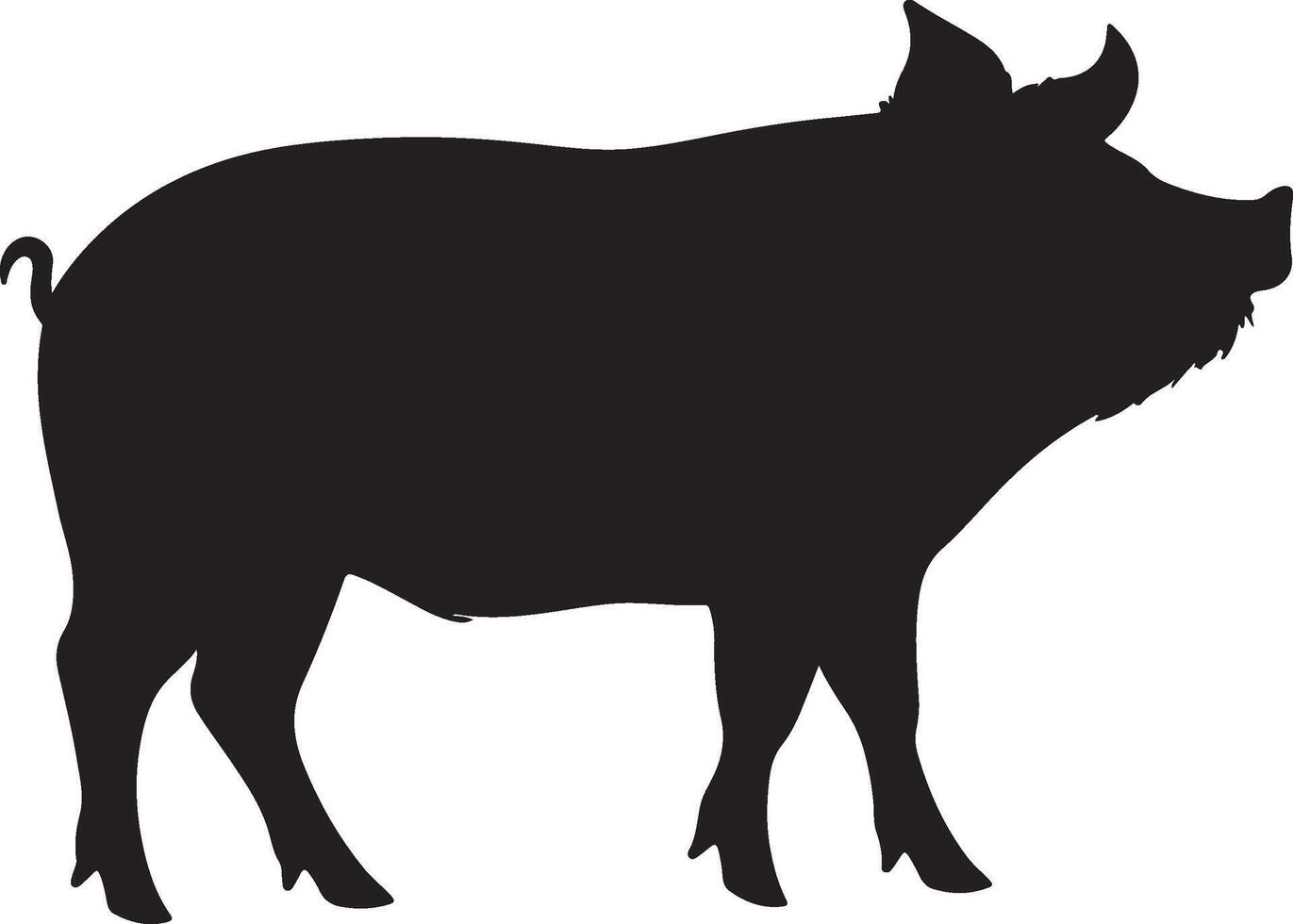 Pig Silhouette Vector Illustration White Background