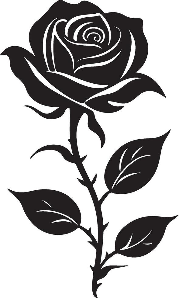 Rose Flower Silhouette Vector Illustration White Background