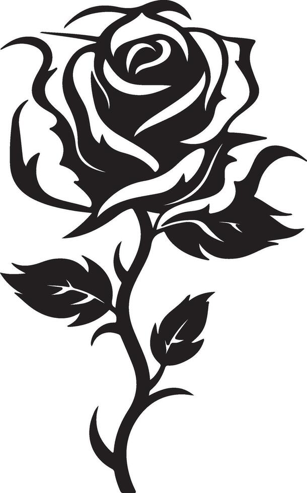 Rose Flower Silhouette Vector Illustration White Background