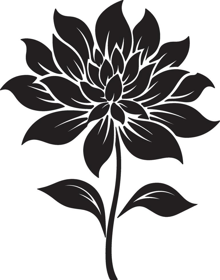 Dahlia Flower Silhouette Vector Illustration White Background