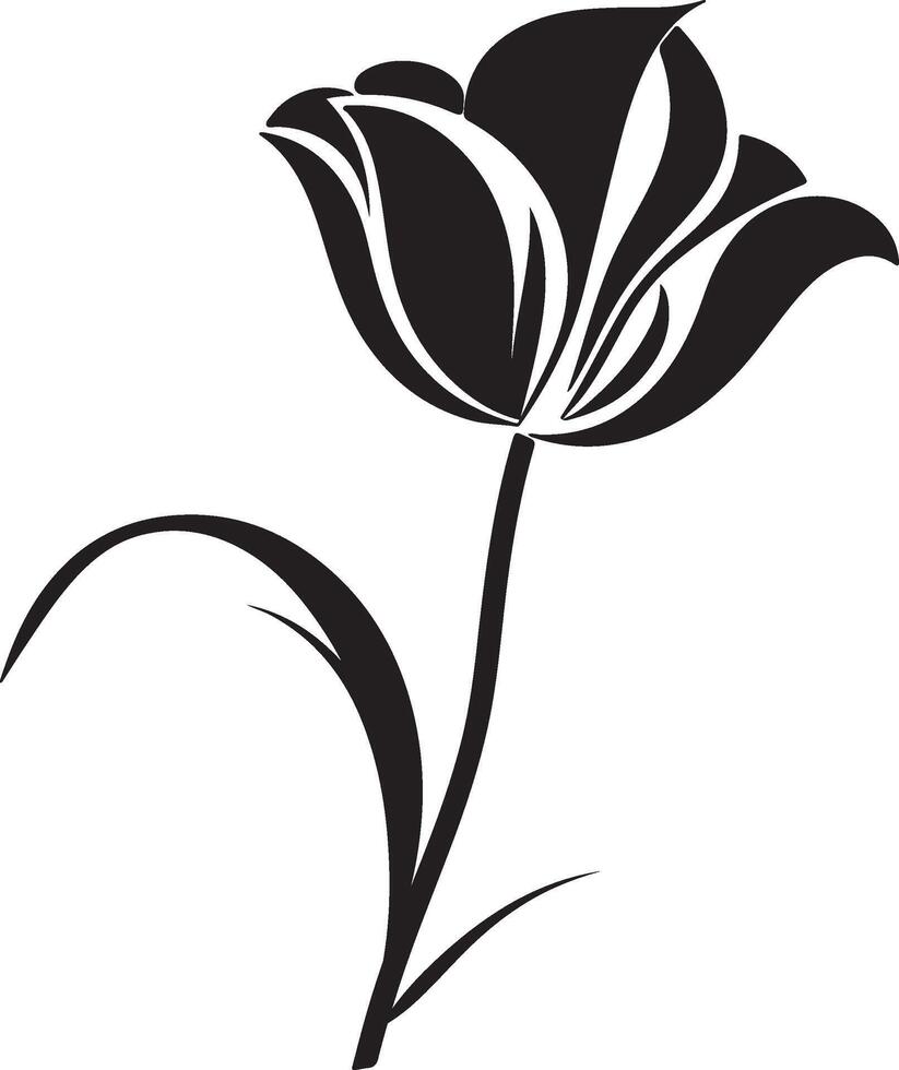 Tulip Flower Silhouette Vector Illustration White Background