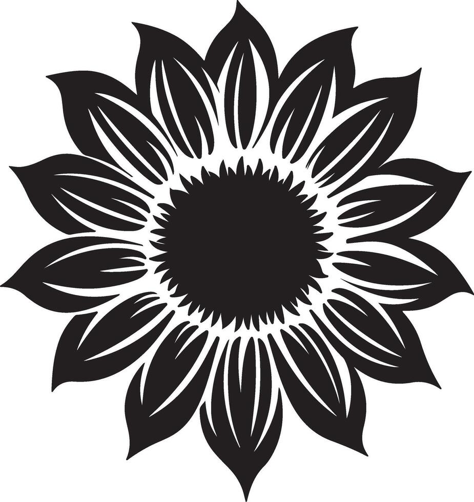 Sunflower Silhouette Vector Illustration White Background