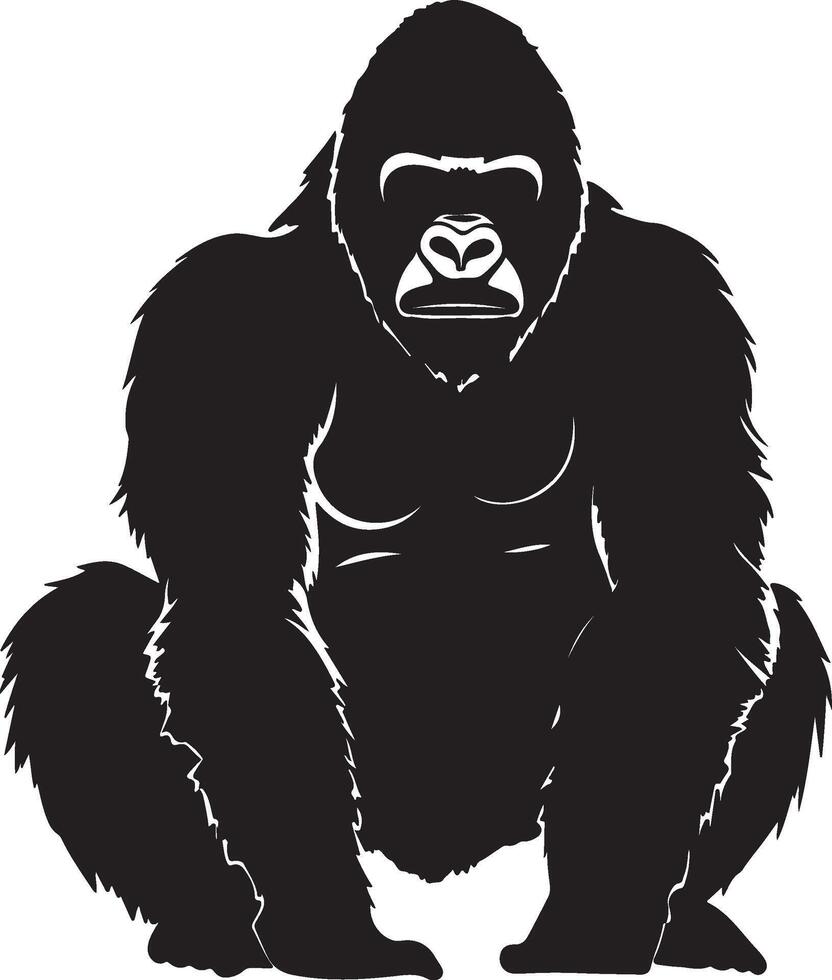 Gorilla Silhouette Vector Illustration White Background