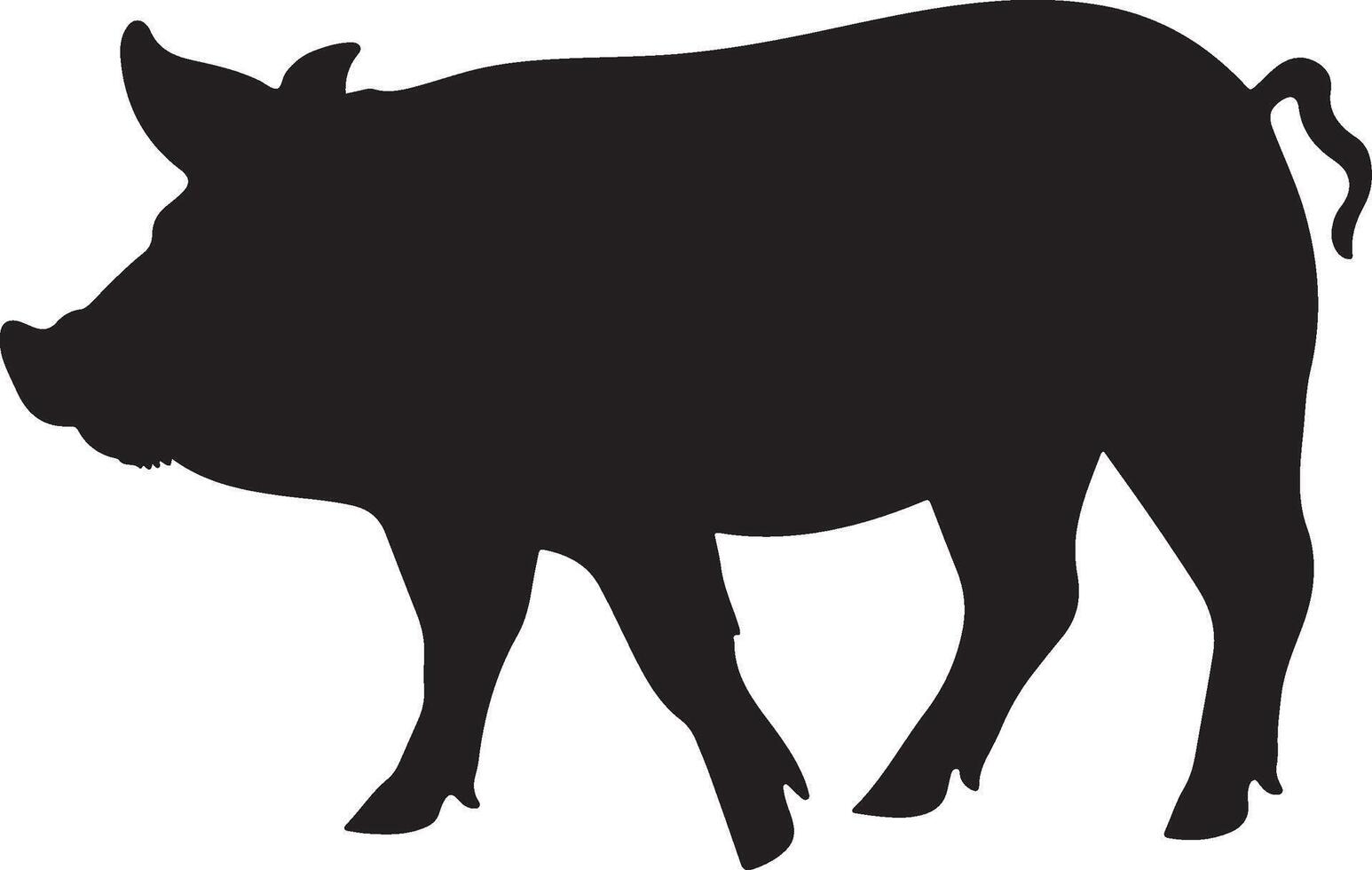 Pig Silhouette Vector Illustration White Background