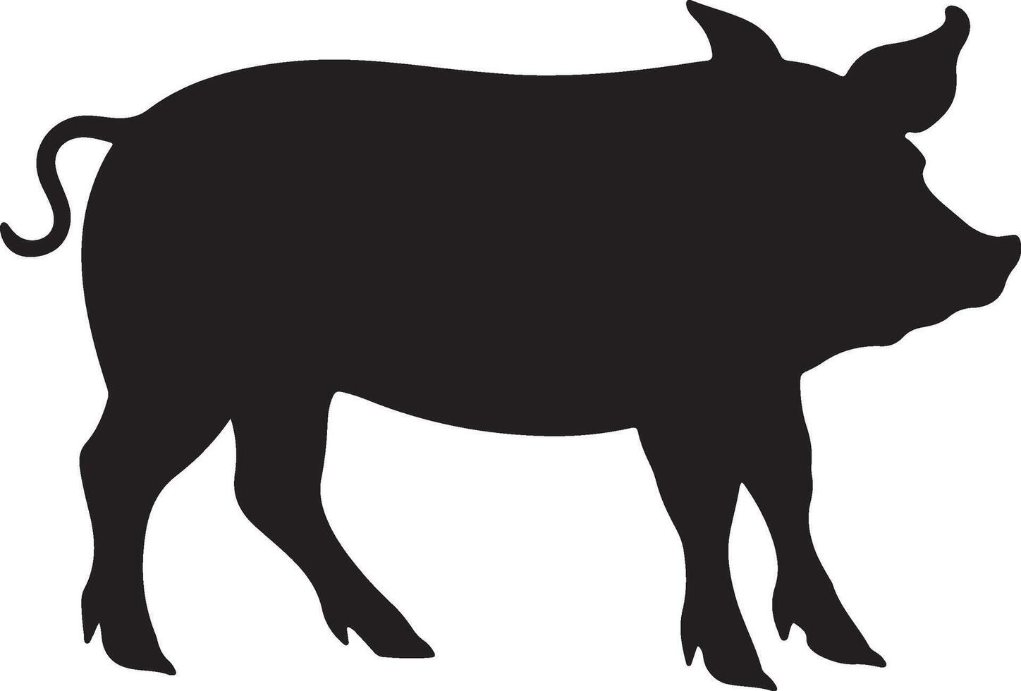 Pig Silhouette Vector Illustration White Background