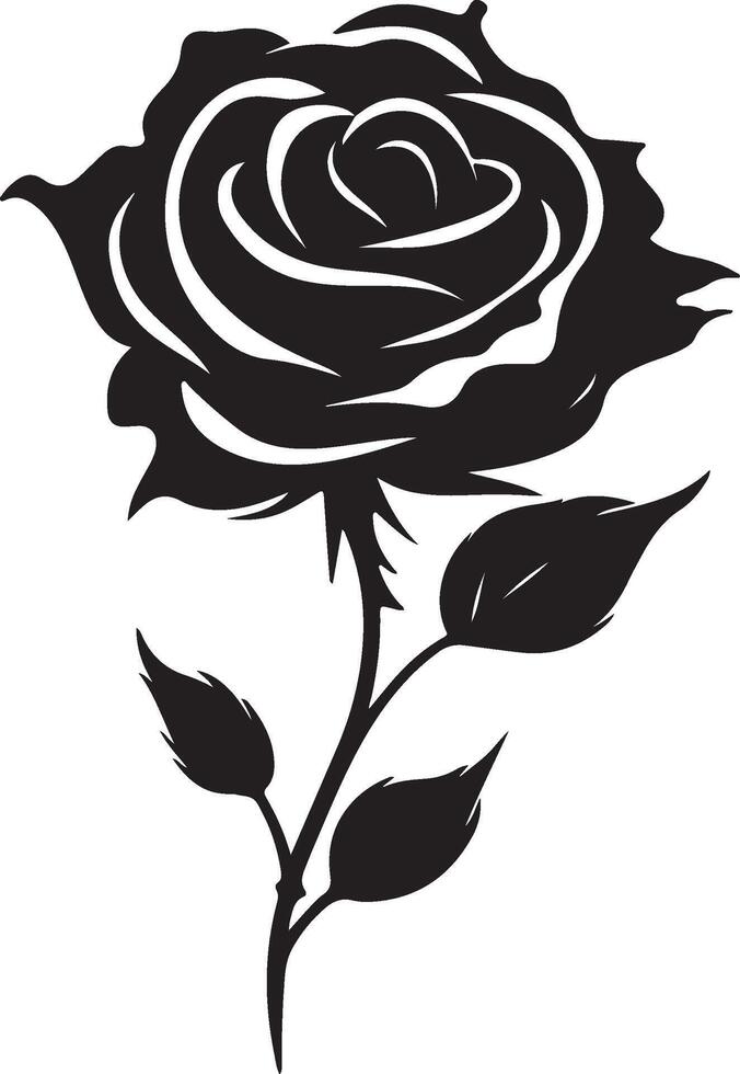 Rose Flower Silhouette Vector Illustration White Background