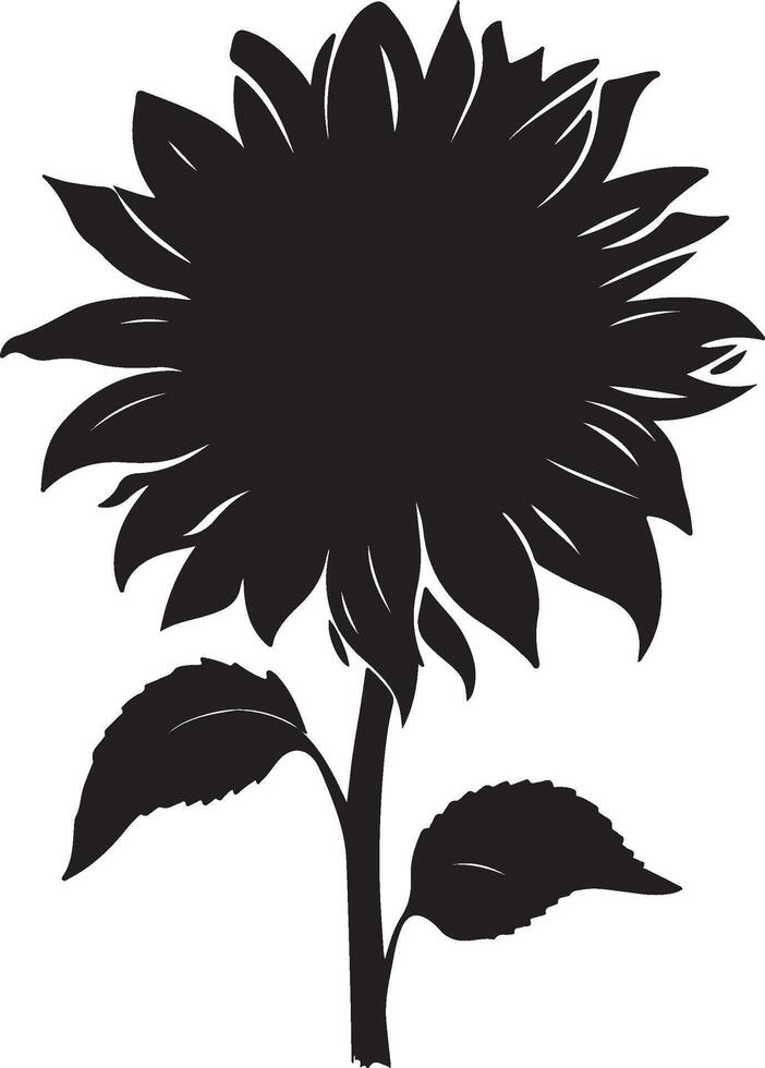 Sunflower Silhouette Vector Illustration White Background