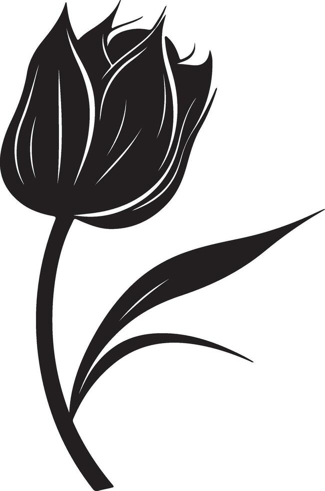 Tulip Flower Silhouette Vector Illustration White Background