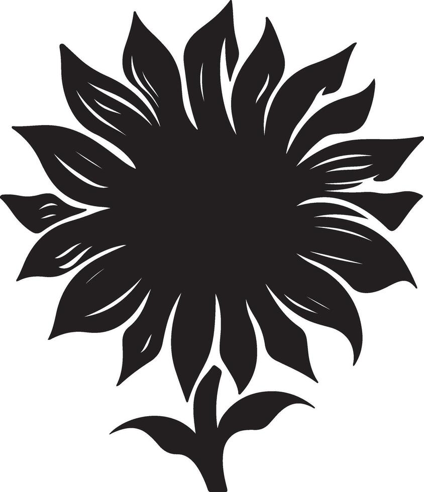 Sunflower Silhouette Vector Illustration White Background