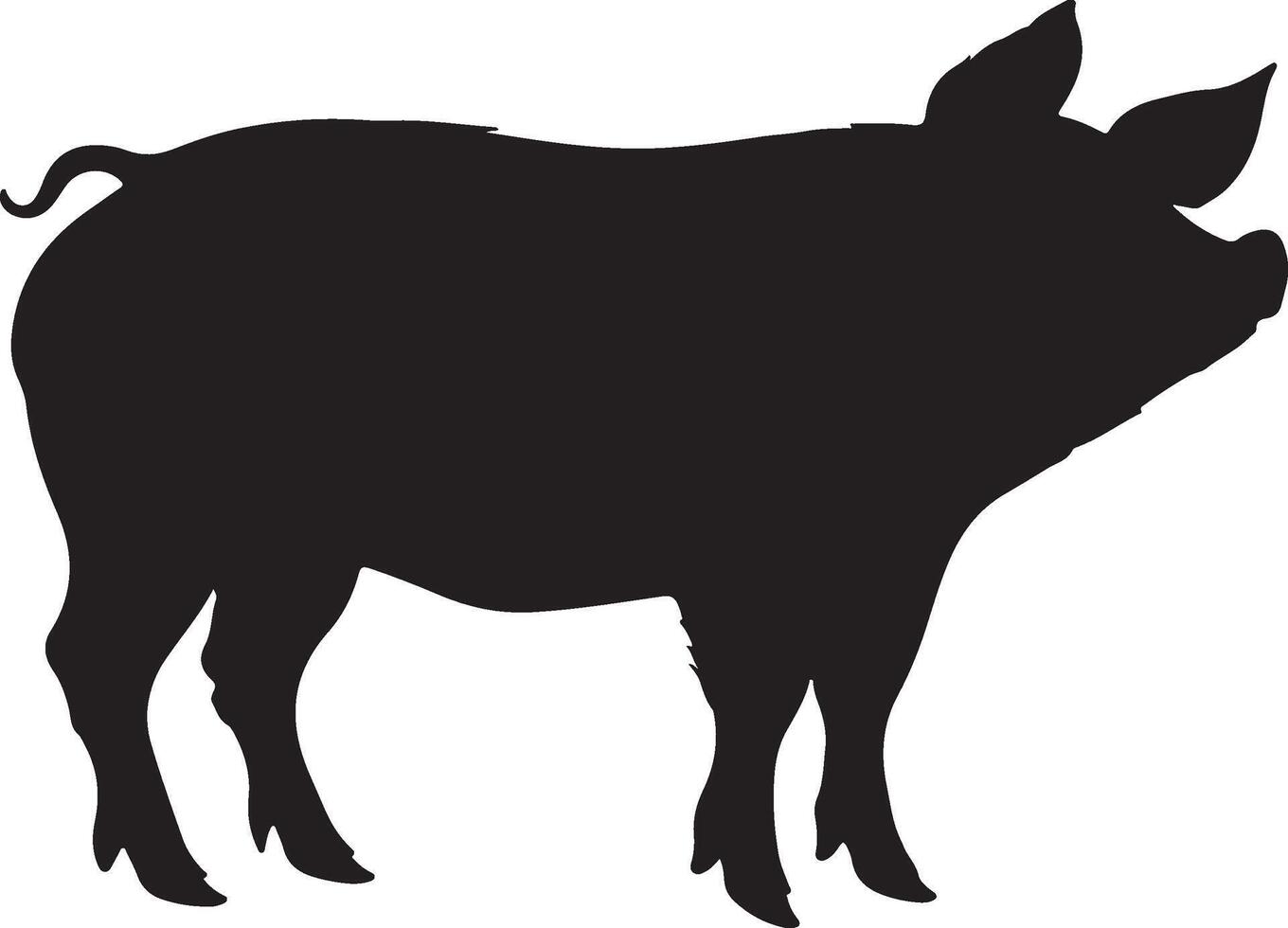 Pig Silhouette Vector Illustration White Background