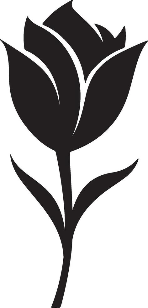 Tulip Flower Silhouette Vector Illustration White Background
