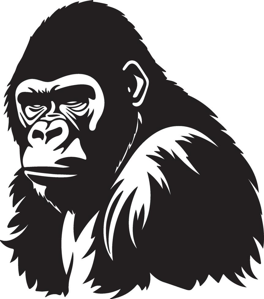 Gorilla Silhouette Vector Illustration White Background