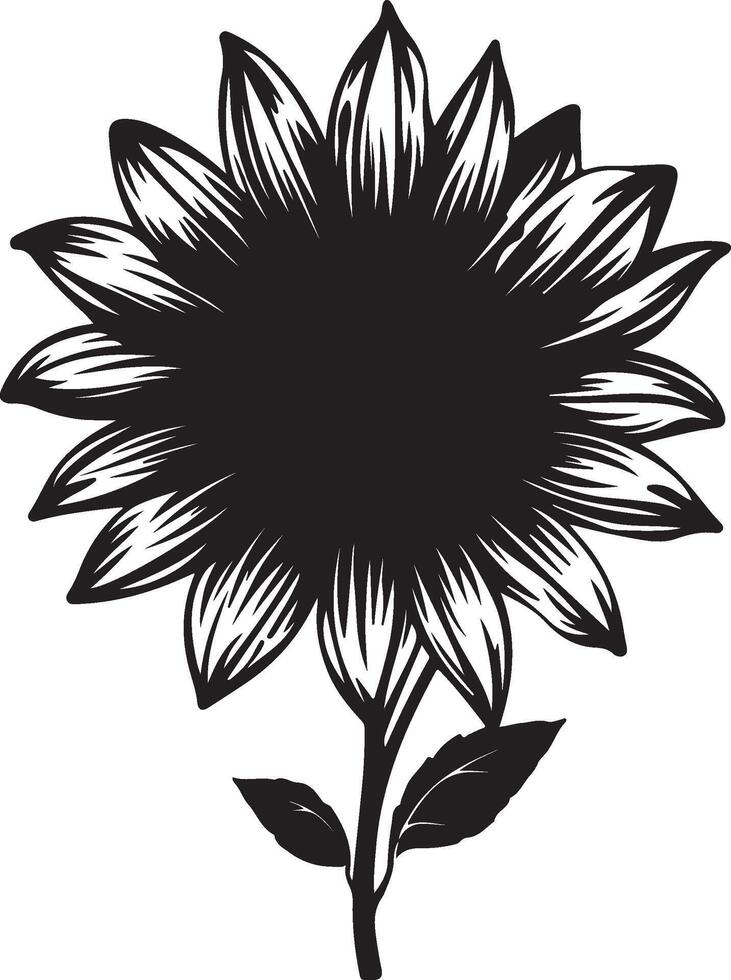 Sunflower Silhouette Vector Illustration White Background