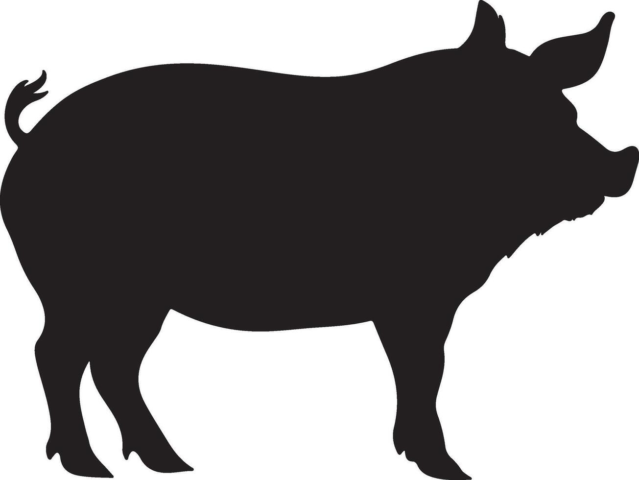 Pig Silhouette Vector Illustration White Background