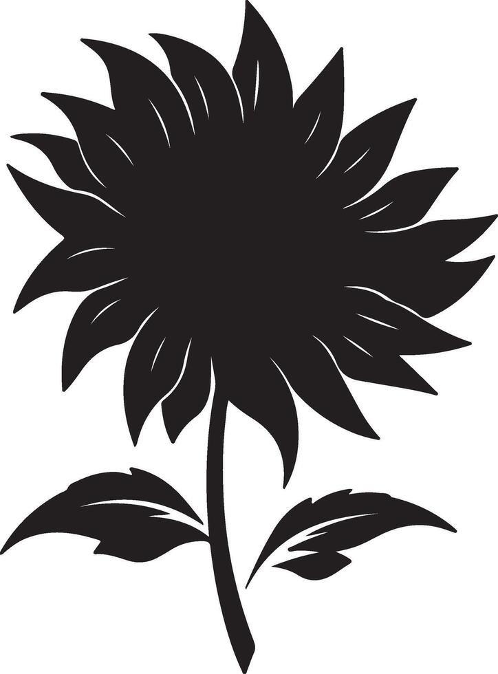 Sunflower Silhouette Vector Illustration White Background