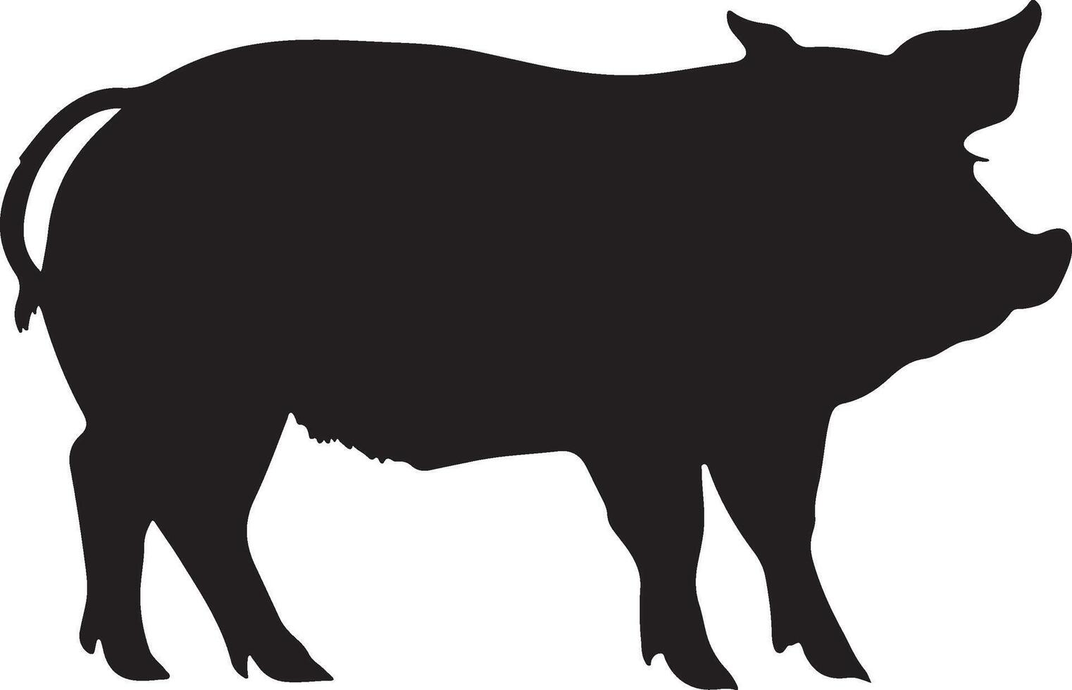 Pig Silhouette Vector Illustration White Background