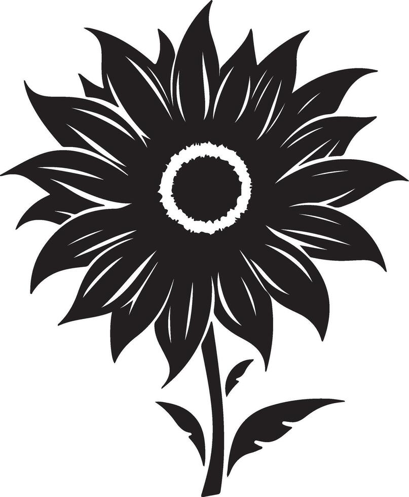 Sunflower Silhouette Vector Illustration White Background