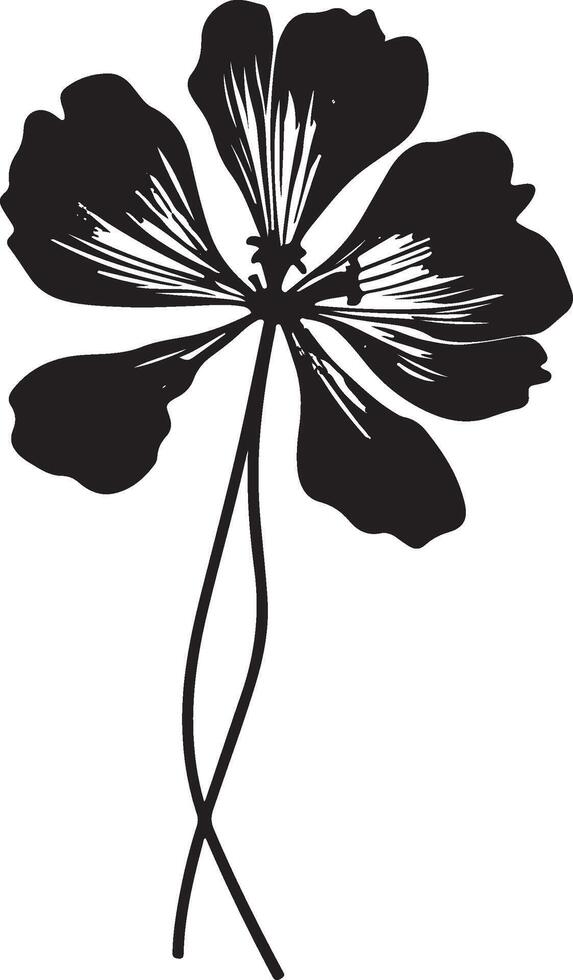 Geranium Flower Silhouette Vector Illustration White Background