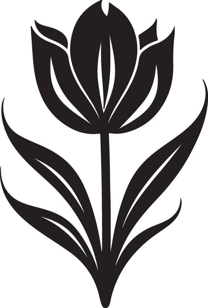 Tulip Flower Silhouette Vector Illustration White Background