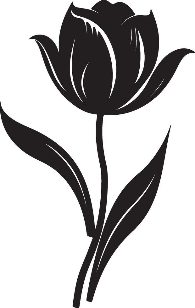 Tulip Flower Silhouette Vector Illustration White Background