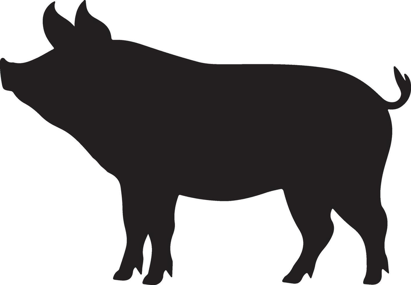 Pig Silhouette Vector Illustration White Background