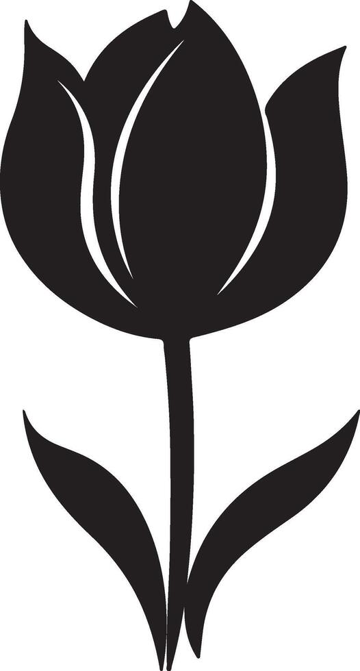 Tulip Flower Silhouette Vector Illustration White Background
