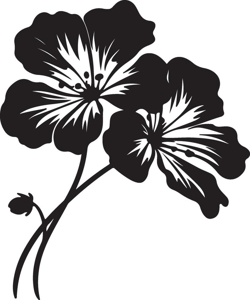 Geranium Flower Silhouette Vector Illustration White Background