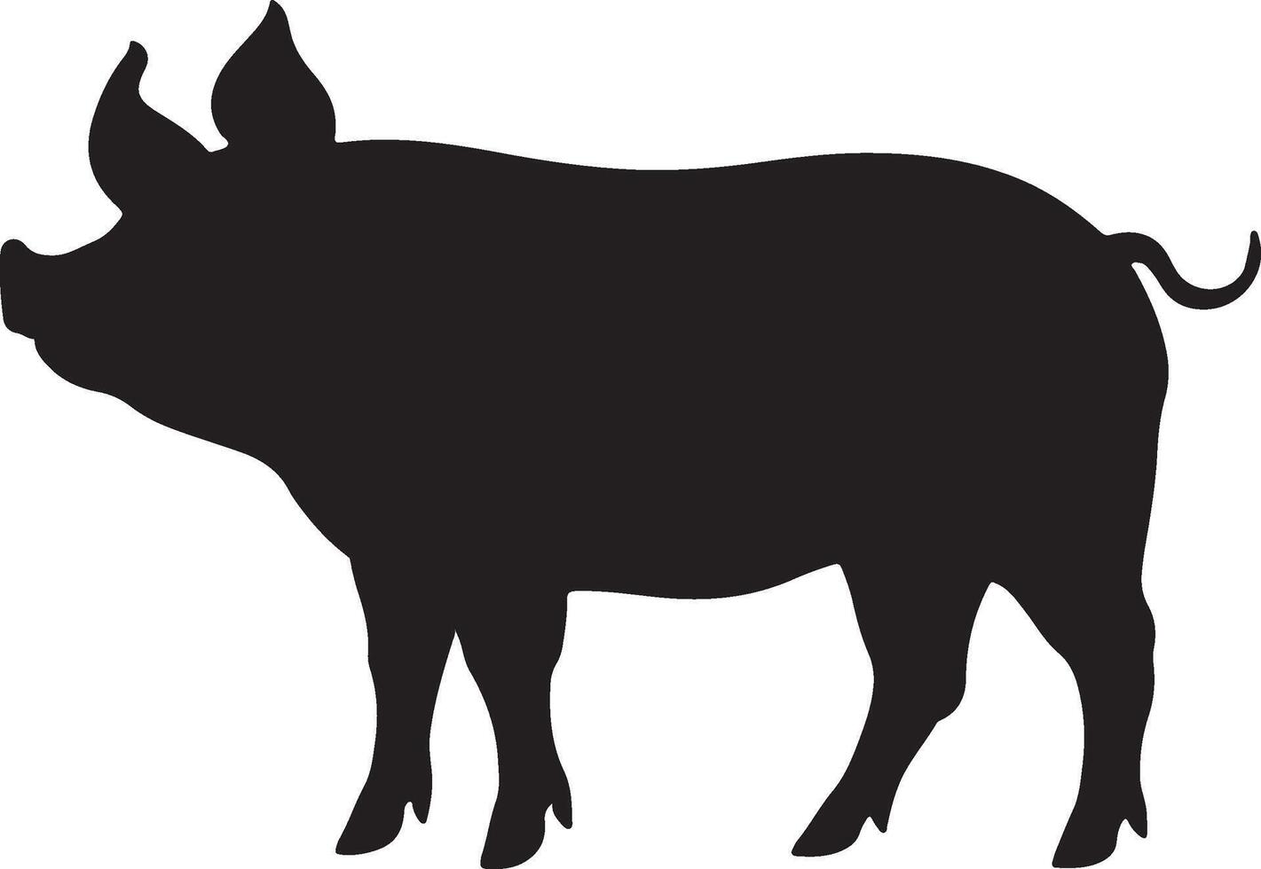 Pig Silhouette Vector Illustration White Background