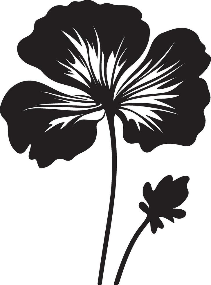 Geranium Flower Silhouette Vector Illustration White Background