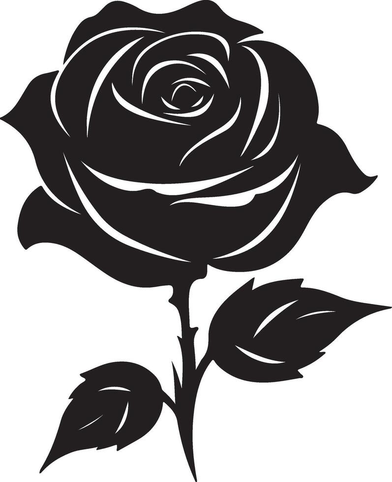 Rose Flower Silhouette Vector Illustration White Background