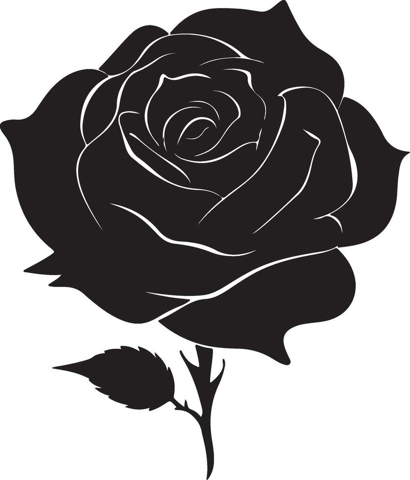 Rose Flower Silhouette Vector Illustration White Background