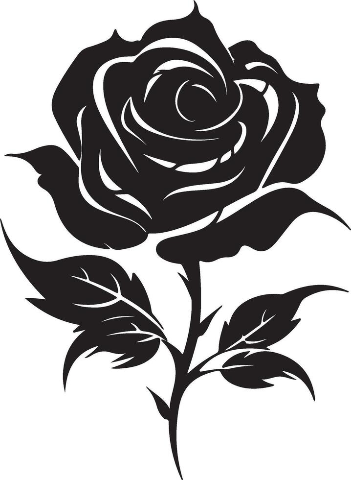 Rose Flower Silhouette Vector Illustration White Background