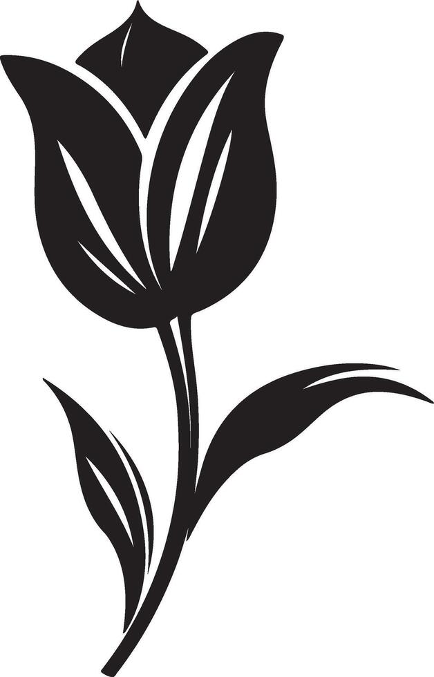Tulip Flower Silhouette Vector Illustration White Background