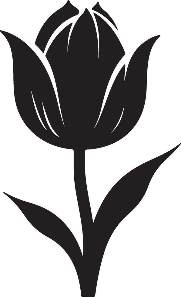 Tulip Flower Silhouette Vector Illustration White Background